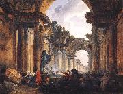 ROBERT, Hubert Imaginary View of the Grande Galerie in the Louvre in Ruins AG oil painting artist